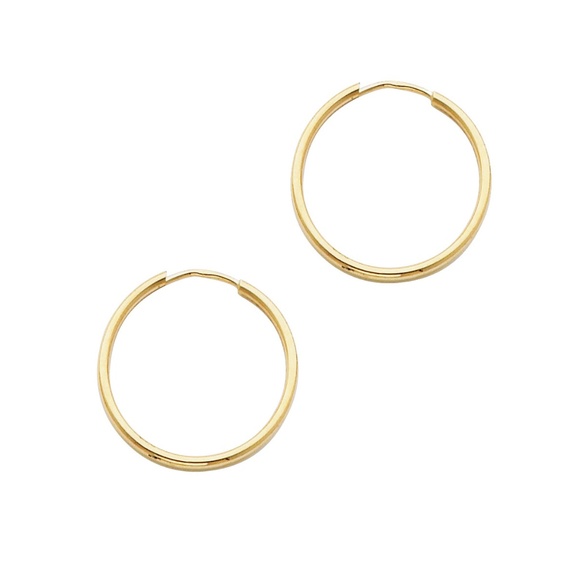 14K Yellow Gold Polished Endless Small Hoop